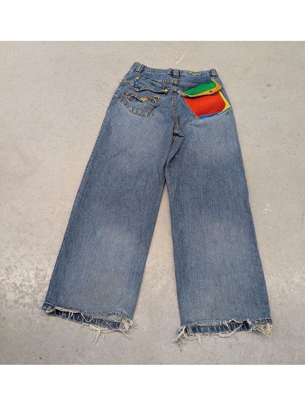 Y2K Coogi Denim Embroidered Pocket Wide Leg Baggy Jeans